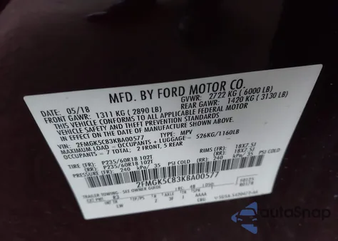 2019 Ford Flex Sel z USA, uszkodzony, nr VIN 2FMGK5C83KBA00577